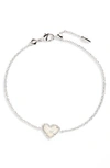 Kendra Scott Ari Heart Charm Bracelet In Ivory Mother Of Pearl