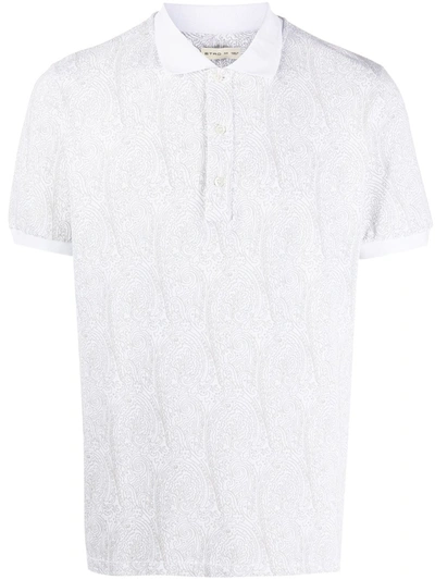 Etro Bandana-print Polo Shirt In White