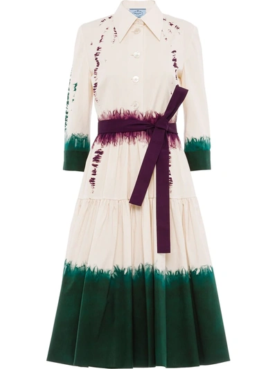 Prada Dip-dye Shirt Dress In Neutrals