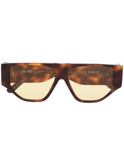 Linda Farrow Geometric Frame Sunglasses In Gold