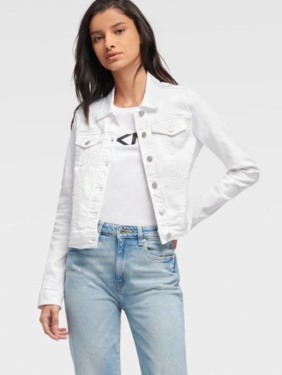 Dkny Women's Side Lacing Detail Denim Jacket - In White