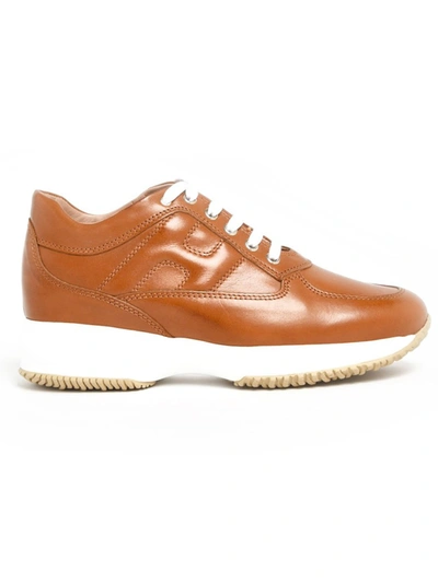 Hogan Interactive Brown Leather Sneakers