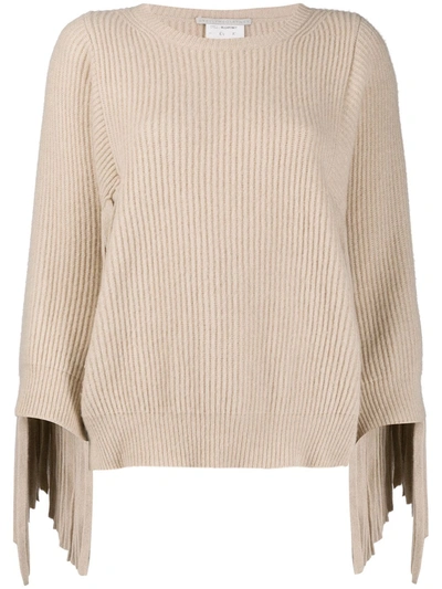 Stella Mccartney Fringe Cashmere & Virgin Wool Sweater In Oat