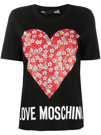 Love Moschino Logo Print Cotton T-shirt In Black