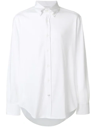 Brunello Cucinelli Twill Slim Fit Shirt With Button-down Collar In White