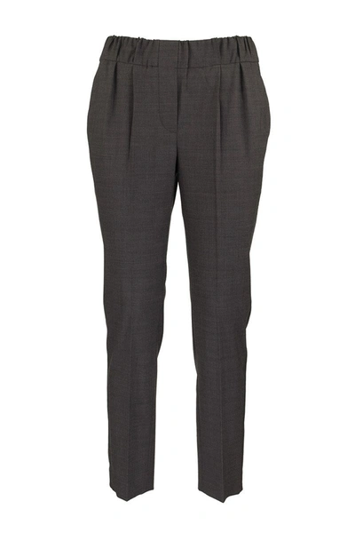 Brunello Cucinelli Grey Pants With Chain Appliqués