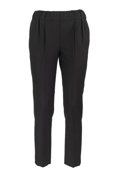 Brunello Cucinelli Grey Pants With Chain Appliqués In Black