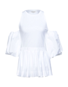 Alexander Mcqueen Peplum Top With Balloon Sleeves In White