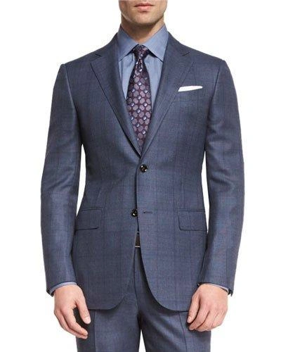 Ermenegildo Zegna Trofeo 600 Plaid Two-piece Suit, Blue