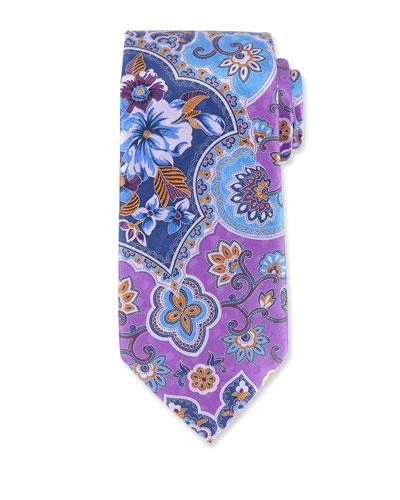 Ermenegildo Zegna Large Paisley Silk Tie, Purple