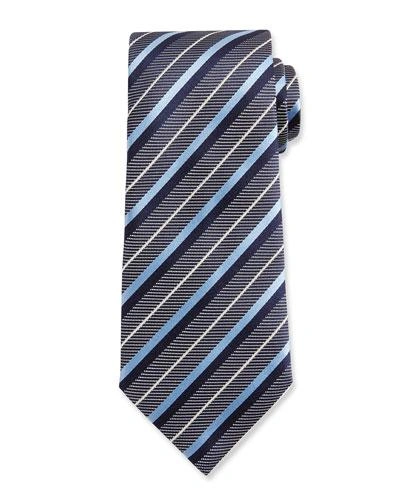 Ermenegildo Zegna Diagonal-stripe Woven Silk Tie, Blue