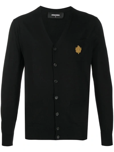Dsquared2 Logo Embroidered Cardigan In Black