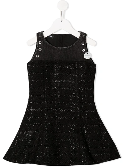 Diesel Kids' Metallic Knit Tweed Dress In Black | ModeSens