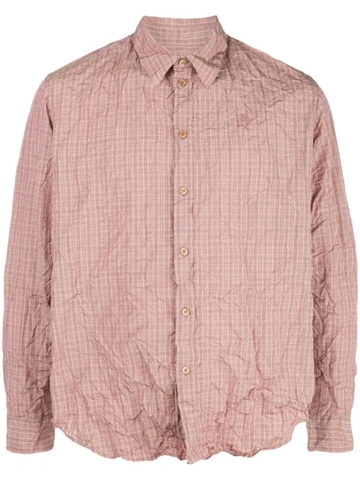 Martine Rose Check-print Crease-effect Shirt In Neutrals | ModeSens