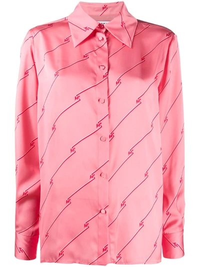 Msgm Logo-detail Button-up Shirt In Pink