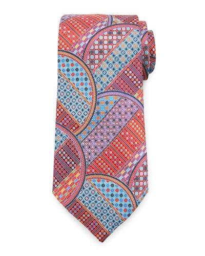 Ermenegildo Zegna Quindici Geometric Circle Tie In Red