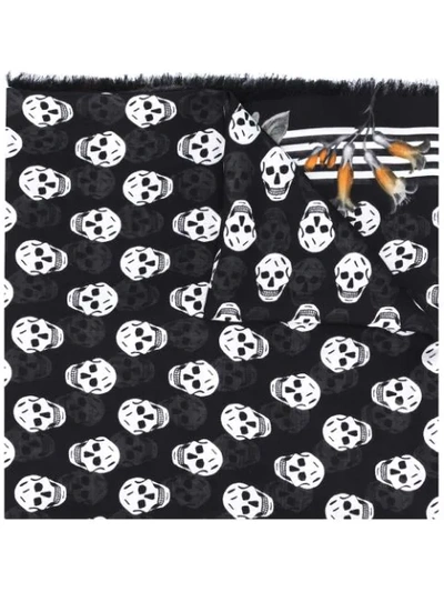 Alexander Mcqueen All-over Skull Print Scarf In Black