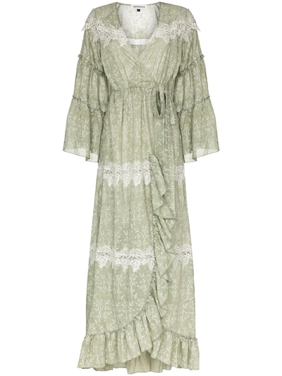 Masterpeace Green Lace Trim Wrap Dress