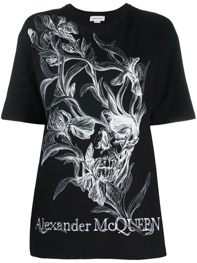 Alexander Mcqueen Iris Skull Crew-neck T-shirt In Black