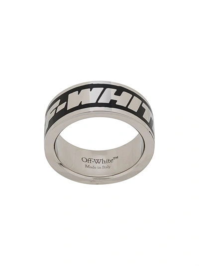 Off-white Engraved-logo Band Ring In Black