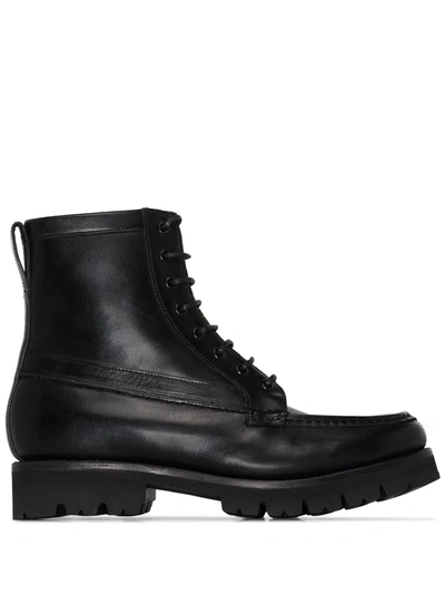 Grenson Black Harper Lace-up Leather Ankle Boots