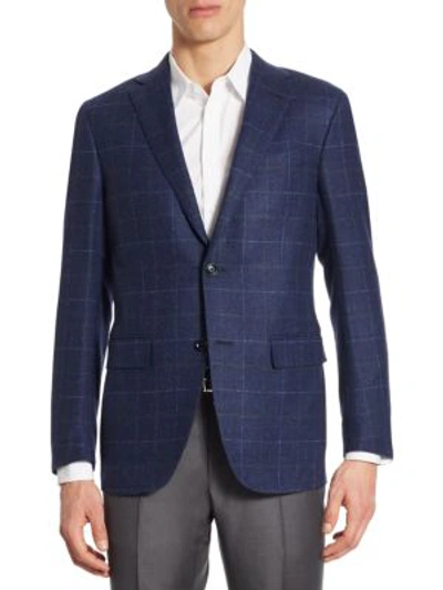 Ermenegildo Zegna Milano Plaid Two-button Trofeo&reg; Wool Blazer, Navy