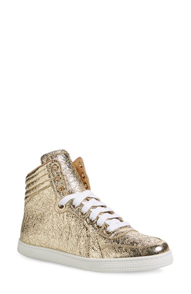 metallic high top sneakers womens