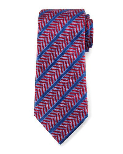 Ermenegildo Zegna Herringbone Satin-stripe Tie, Red