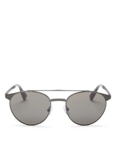 Ermenegildo Zegna Round Barberini Sunglasses, 52mm In Shiny Light Ruthenium  | ModeSens