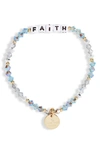 Little Words Project Faith Beaded Stretch Bracelet In Twinkle/ White