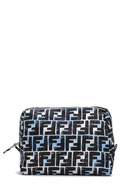 Fendi X Joshua Vides Ff Logo Nylon Cosmetics Case In Blue