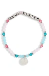 Little Words Project Soul Sister Beaded Stretch Bracelet In Multi/ Silver