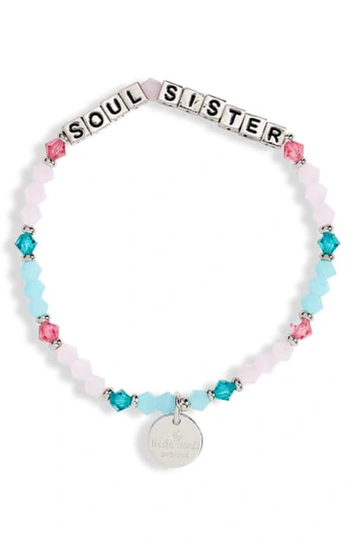 Little Words Project Soul Sister Beaded Stretch Bracelet In Multi/ Silver