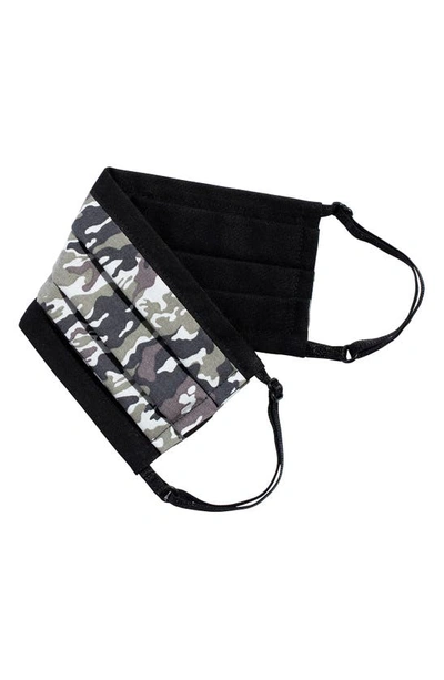 L. Erickson Peace Ii Adult Pleated Reversible Cotton Face Mask In Camo Grey/ Black
