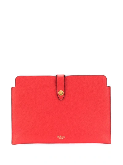 Mulberry Snap-fastening Logo Clutch Bag In Red