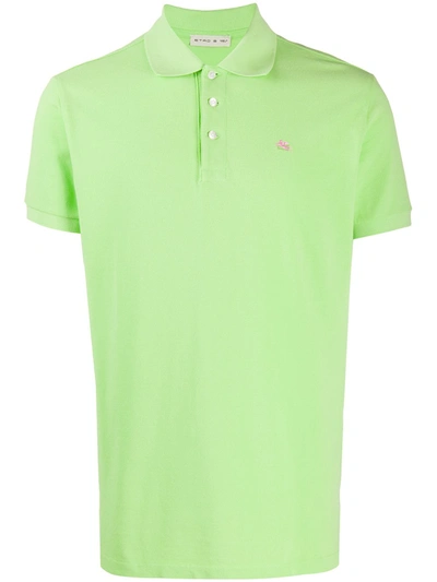 Etro Embroidered Cotton Polo Shirt In Green