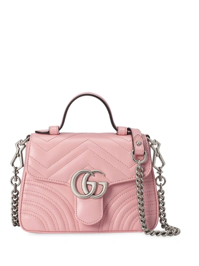 Gucci Gg Marmont Mini Top Handle Bag In Pink