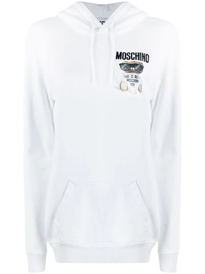 Moschino Micro Teddy Bear Hoodie In White