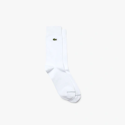 Lacoste Men's Embroidered Crocodile Cotton Blend Socks - L In White