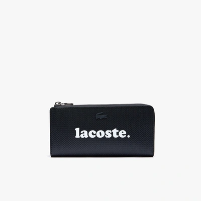 Lacoste Women's Chantaco Branded Piqué Leather Zip Wallet - One Size In Grey