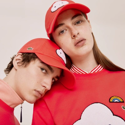 Lacoste Unisex  X Friendswithyou Cotton Print Cap In Red