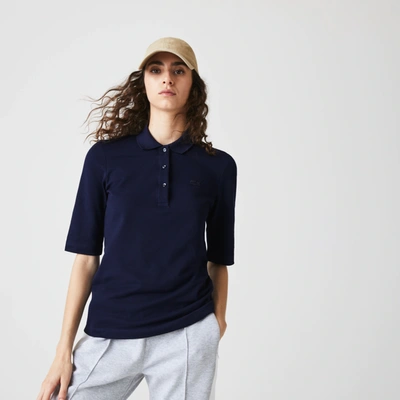 Lacoste Women's Slim Fit Supple Cotton Polo - 36 In Blue