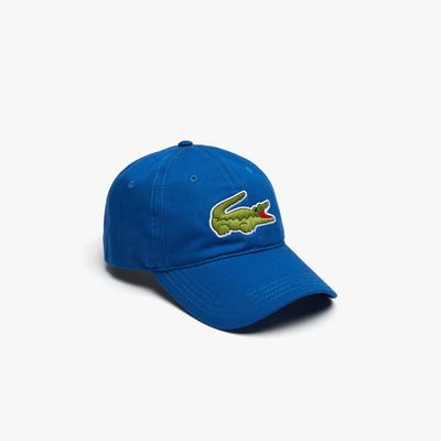 Lacoste Unisex Contrast Strap And Oversized Crocodile Cotton Cap - One Size In Blue