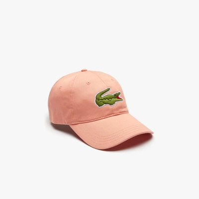 Lacoste Unisex Contrast Strap And Oversized Crocodile Cotton Cap - One Size In Pink