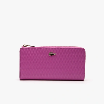 Lacoste Womenâ€™s Chantaco Piquã© Leather 8-card Zip Wallet - One Size In Purple