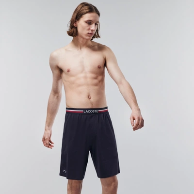 Lacoste Men's Striped-waist Long Boxer Briefs In Blue