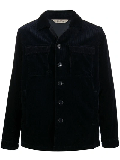 Aspesi Corduroy Cotton Shirt Jacket In Blue