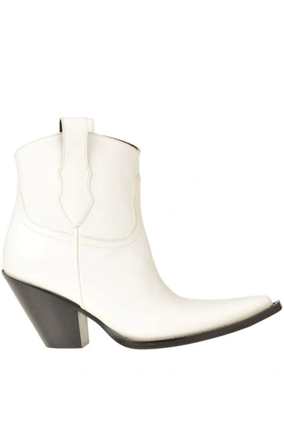 Maison Margiela Leather Texan Boots In White
