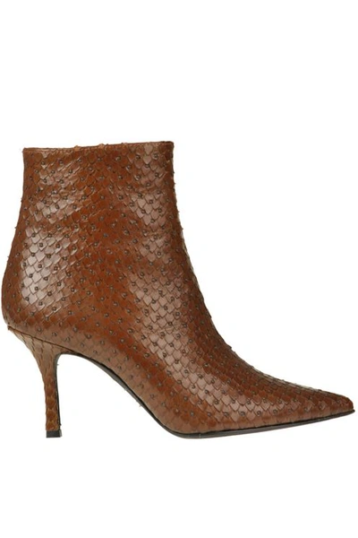 Marc Ellis Reptile Print Leather Ankle Boots In Brown
