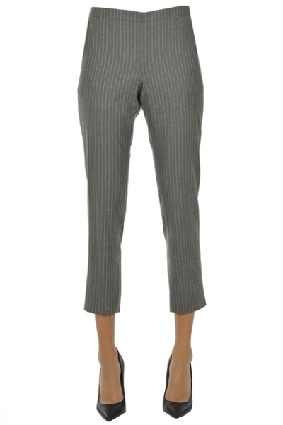 6397 Pinstriped Wool Trousers In Dove-grey